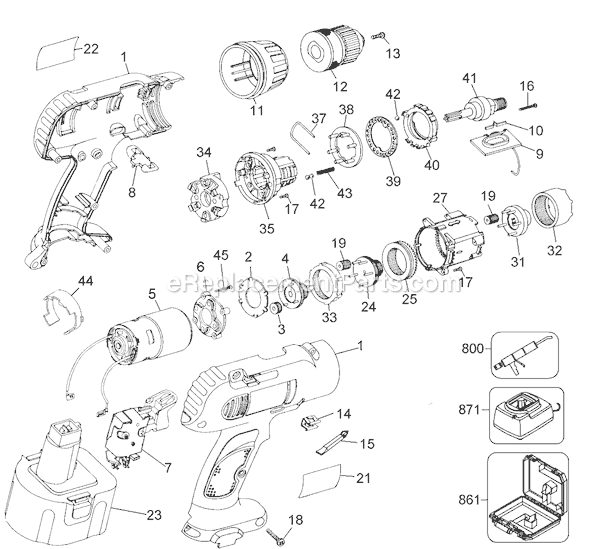 Page A Diagram and Parts List for MTE22 Type 1 Black and Decker Cordless Drill
